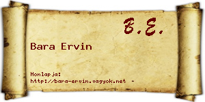 Bara Ervin névjegykártya